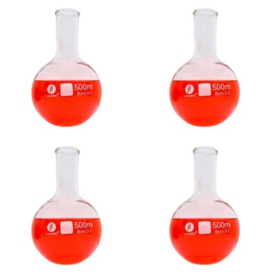 Matraz Fondo Redondo Florencia 500 Ml Paq C/4 Jf Lhabo