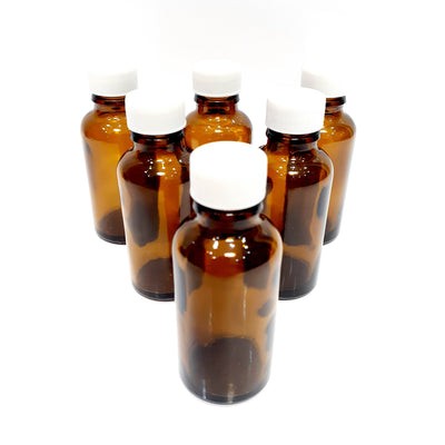 10 Botella 30 Ml Ambar Vidrio con Taparosca Blanca Pavisa